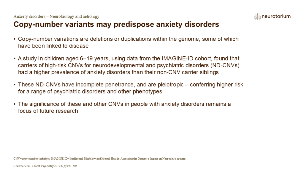 Copy-number variants may predispose anxiety disorders