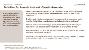 Guidelines for the acute treatment of bipolar depression