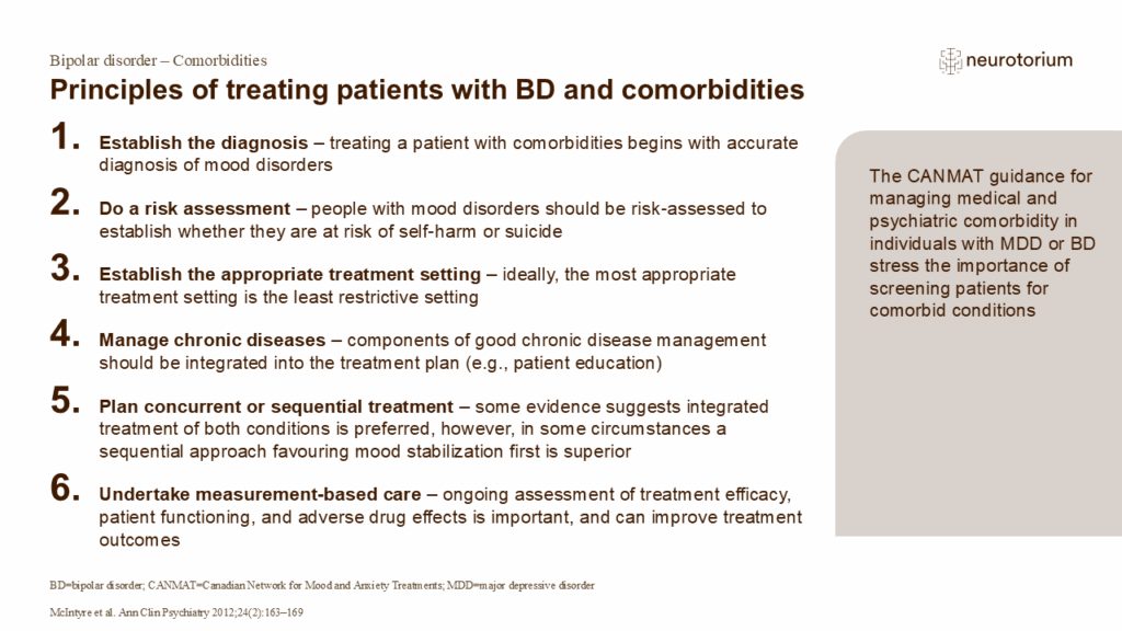 Principles of treating patients with BD and comorbidities