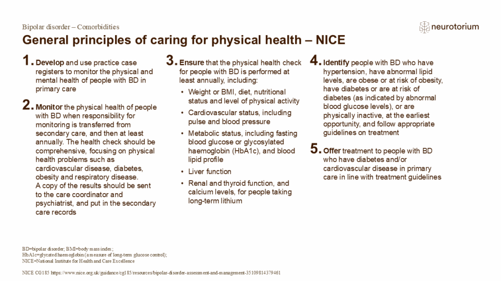 General principles of caring for physical health – NICE