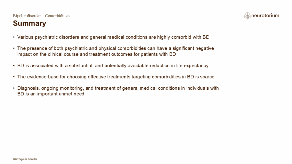 Bipolar disorder comorbidities summary