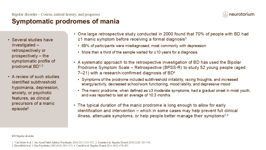 Symptomatic prodromes of mania