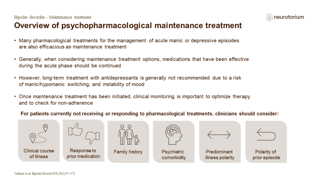 Overview of psychopharmacological maintenance treatment