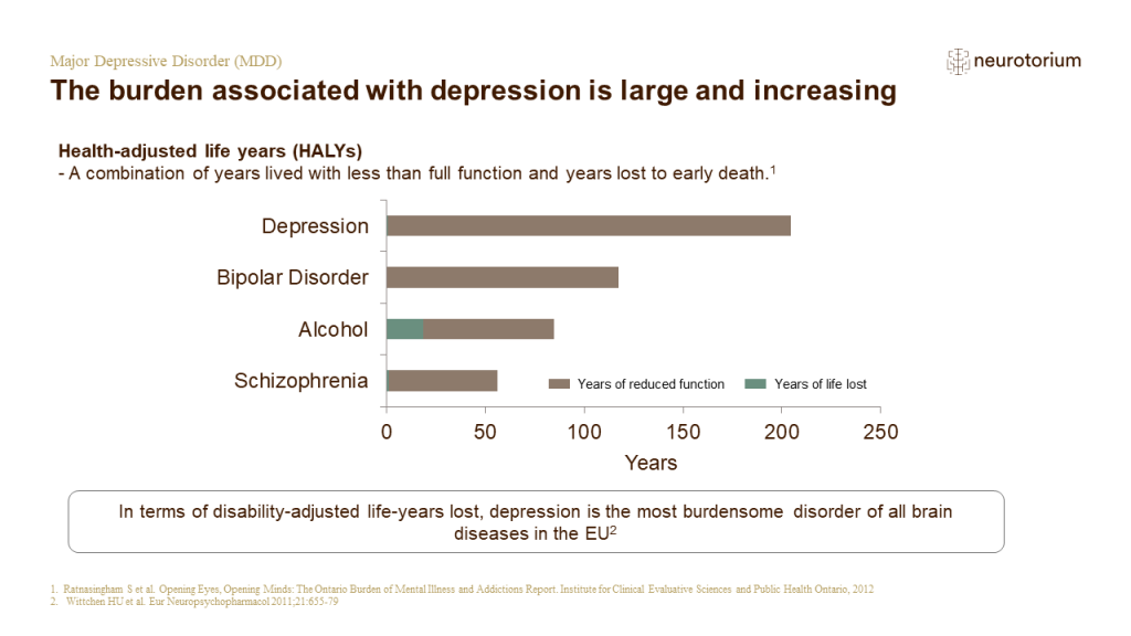 The burden associated with depression is large and increasing