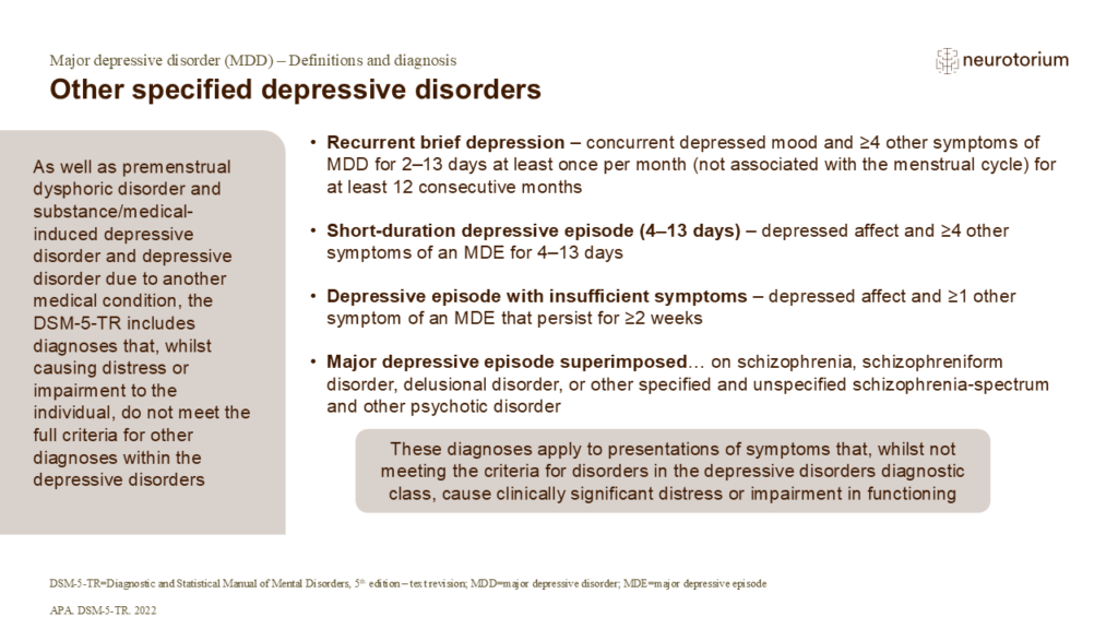 Other specified depressive disorders