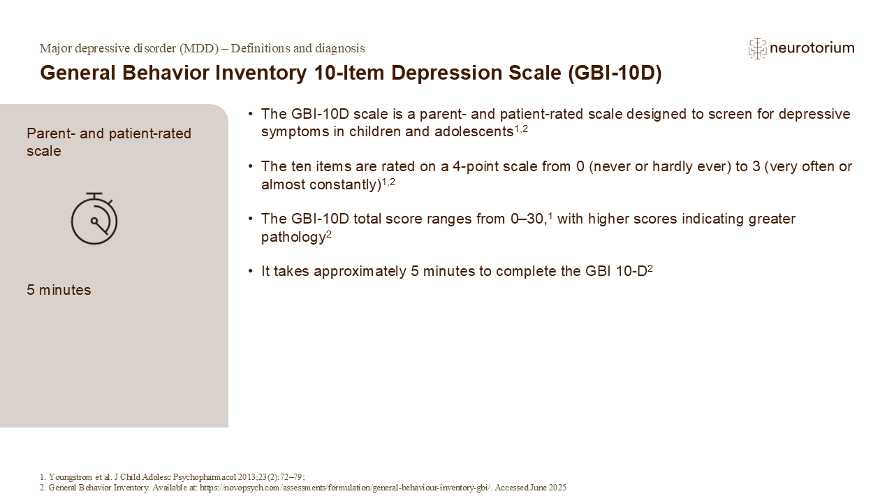 General Behavior Inventory 10-Item Depression Scale (GBI-10D) - Neurotorium