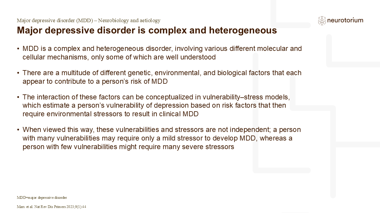 Major depressive disorder is complex and heterogeneous