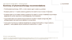 Summary of pharmacotherapy recommendations