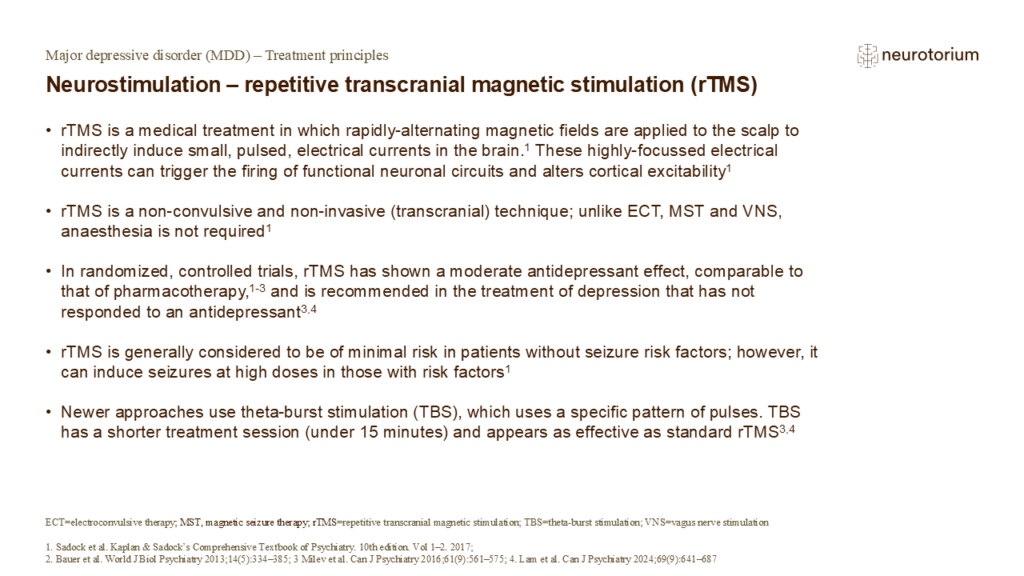 Neurostimulation – repetitive transcranial magnetic stimulation (rTMS)