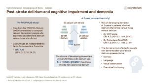 Post-stroke delirium and cognitive impairment and dementia
