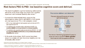 Risk factors PSCI & PSD: low baseline cognitive score and delirium