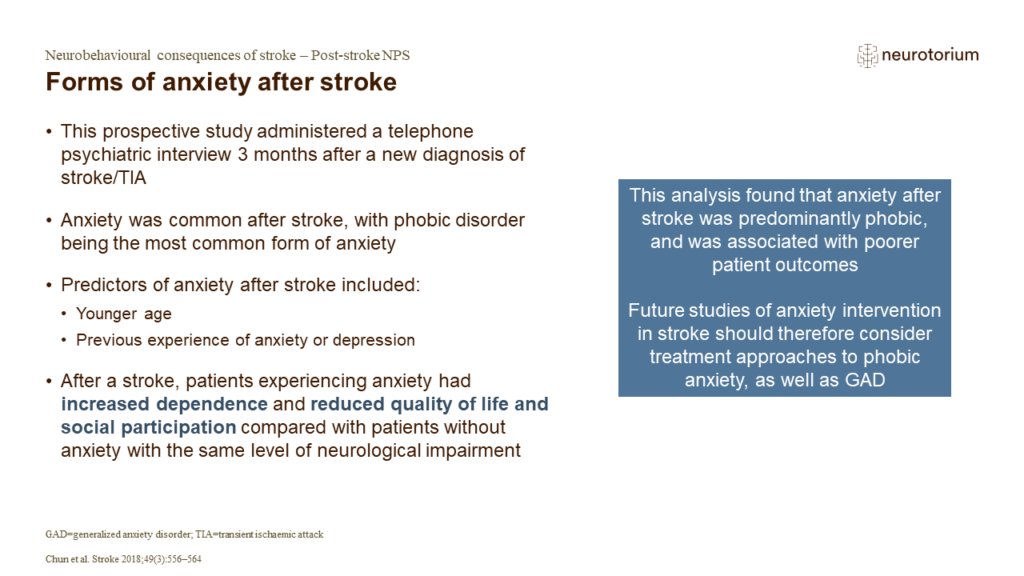 Forms of anxiety after stroke