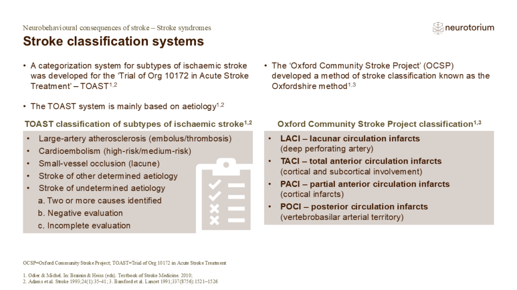 Stroke classification systems