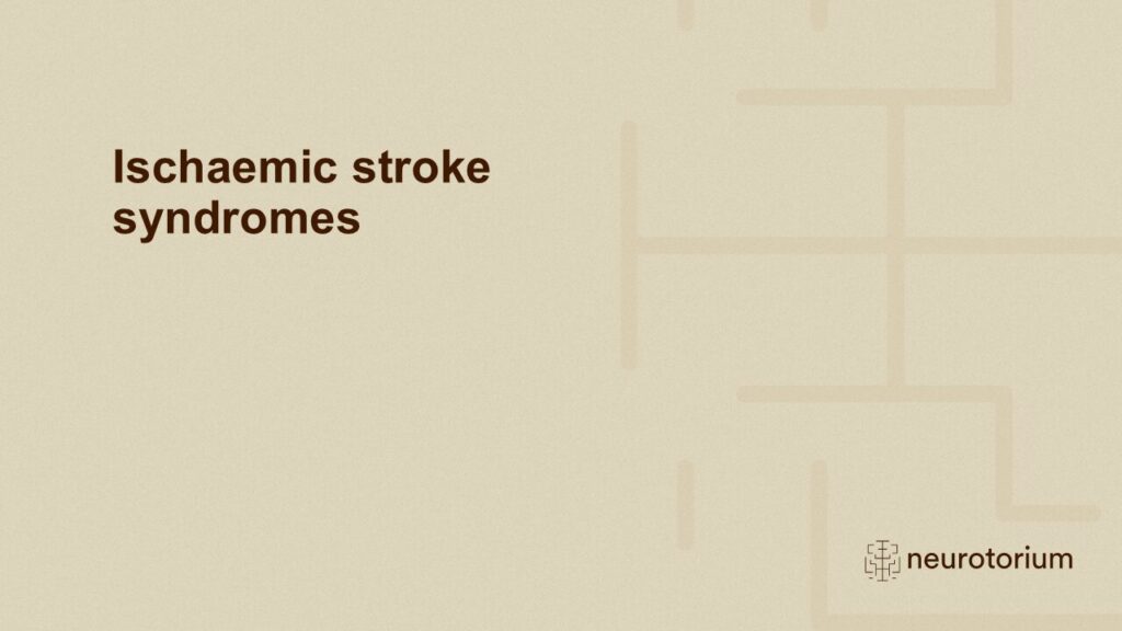 Ischaemic stroke syndromes