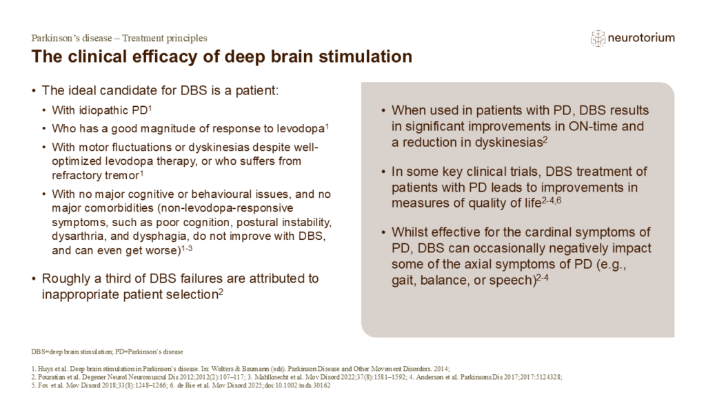 The clinical efficacy of deep brain stimulation